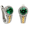 Silver Green Cz Halo Earrings