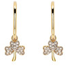 14kt Yellow Gold Lab Grown Diamond Shamrock Drop Earrings