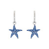 Sterling Silver Sapphire Blue Crystals Starfish Hoop Earrings