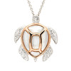 Sterling Silver Mother of Pearl Rose Gold Turtle Necklace with White Crystals