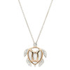 Sterling Silver Mother of Pearl Rose Gold Turtle Necklace with White Crystals