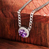 Sterling Silver Amythest CZ Halo Necklace