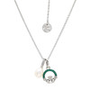 Sterling Silver Claddagh Necklace with Pearl and Green Crystals