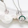 Sterling Silver Claddagh Necklace with Pearl and Green Crystals
