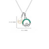 Sterling Silver Claddagh Necklace with Pearl and Green Crystals