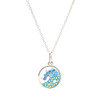 Sterling Silver Blue and Aqua Crystal Wave Drops Mini Necklace