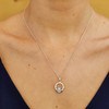 Claddagh Birthstone March Pendant Adorned With Crystal