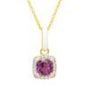 14kt Gold Vermeil Genuine Amythest and White Enamel Necklace