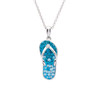 Aqua Flip Flop Pendant in Sterling Silver