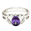 Sterling Silver Cubic Zirconia Amethyst Trinity Knot Ring