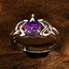 Sterling Silver Cubic Zirconia Amethyst Trinity Knot Ring