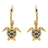 14k Gold Vermeil Blue and White Lab Grown Sapphire Turtle Earrings
