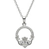 Platinum Plated April Claddagh Pendant Swarovski