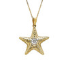 14kt Gold Lab Grown Diamond Center Starfish Necklace