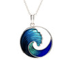 Sterling Silver Blue Enamel Wave Necklace