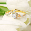 14kt Yellow Gold Lab Diamond Round Halo Celtic Wedding Ring