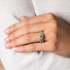 14kt Yellow Gold Lab Diamond Round Halo Celtic Wedding Ring