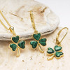Gold Vermeil Malachite Shamrock Earrings