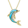 14K Gold Vermeil Dolphin Necklace Turquoise and Lab Sapphire