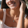 14K Gold Vermeil Dolphin Necklace Turquoise and Lab Sapphire