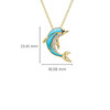 14K Gold Vermeil Dolphin Necklace Turquoise and Lab Sapphire