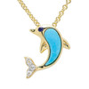 14K Gold Vermeil Mini Dolphin Necklace Turquoise Lab Sapphire