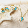 14K Gold Vermeil Mini Dolphin Necklace Turquoise Lab Sapphire