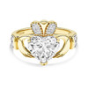 14kt Yellow Gold Claddagh Ring Heart-Shaped Lab Diamonds