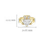 14kt Yellow Gold Claddagh Ring Heart-Shaped Lab Diamonds