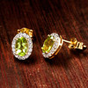 14kt Gold Vermeil Genuine Peridot Halo Earrings
