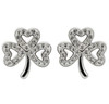 Platinum Plate White Shamrock Small Stud Earrings Swarovski