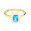 14kt Gold Vermeil Genuine Blue Topaz White Enamel Ring
