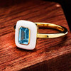 14kt Gold Vermeil Genuine Blue Topaz White Enamel Ring