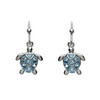 Drop Turtle Earrings with Blue Crystals