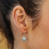 Drop Turtle Earrings with Blue Crystals