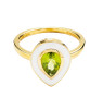 14kt Gold Vermeil Genuine Peridot and White Enamel Ring