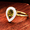 14kt Gold Vermeil Genuine Peridot and White Enamel Ring