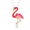 Sterling Silver Pink Enamel and CZ Flamingo Necklace