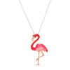 Sterling Silver Pink Enamel and CZ Flamingo Necklace