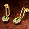 14kt Gold Vermeil Genuine Peridot Halo Drop Earrings