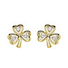 14kt Gold Vermeil Shamrock Stud Earrings with White Sapphires