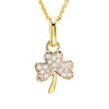 14kt Yellow Gold Lab Grown Diamond Shamrock Necklace
