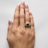 Silver Green Cz Halo Ring