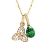 14kt Yellow Gold Lab Grown Diamond Malachite Trinity Necklace