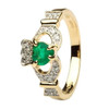 Ladies Claddagh Emerald And Diamond Set
