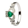 Ladies Claddagh Emerald And Diamond Set