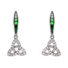 Sterling Silver Trinity Knot Earrings with Green and White CZ