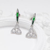 Sterling Silver Trinity Knot Earrings with Green and White CZ