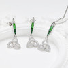 Sterling Silver Trinity Knot Earrings with Green and White CZ
