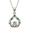 Silver Claddagh Stone Set Necklace